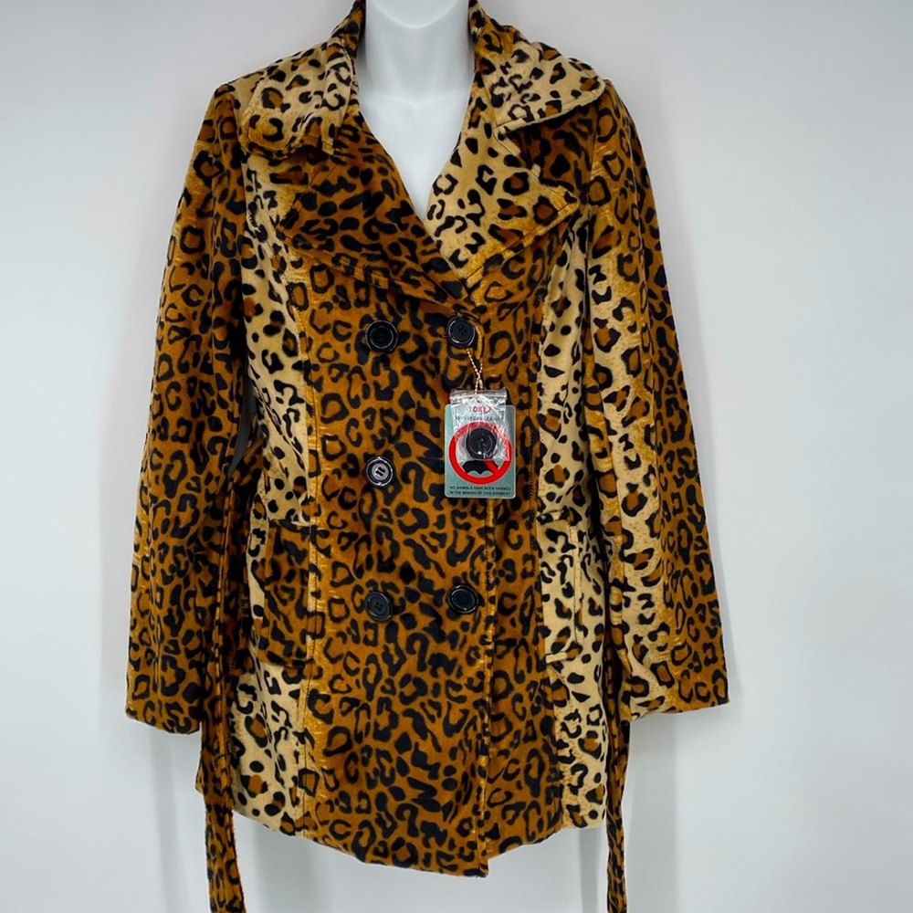 Yoki Collection‎ Animal Leopard Print Double Breast Coat Size Medium NWT